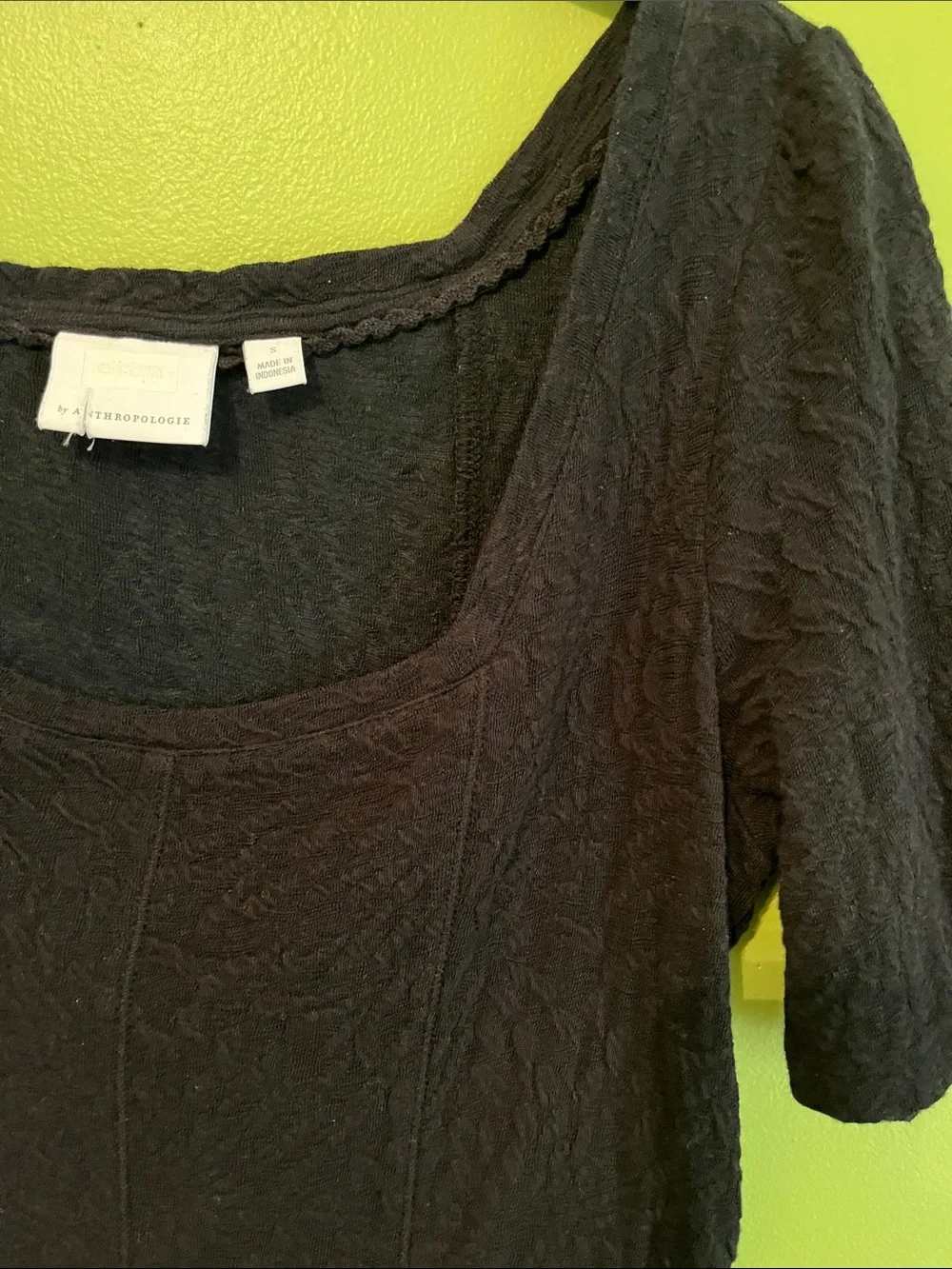 NWOT Anthropologie Textured Fitted Square Neck Tee